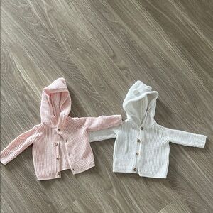 Carter's Hooded Knit Cardigans Bundle Pink & White